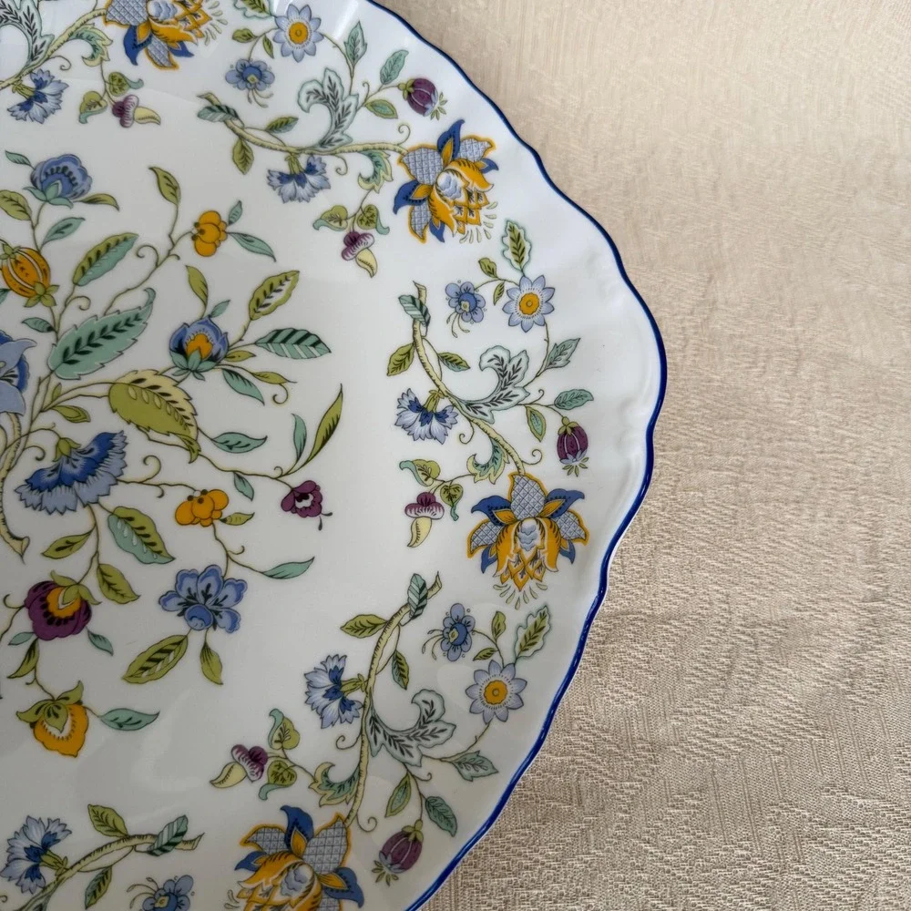 Vintage Handled Cake Plate Platter by Minton in Haddon Hall Blue